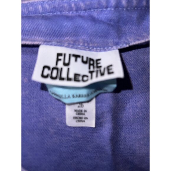 Purple Denim Stonewashed Overall Sleeveless Dress Size 26 Side Zip Side Pockets - Picture 3 of 3